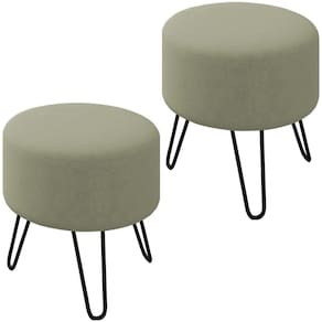 Kit 2 Puff Puf Para Sala Pes Metal Small Veludo SL 940 Peer