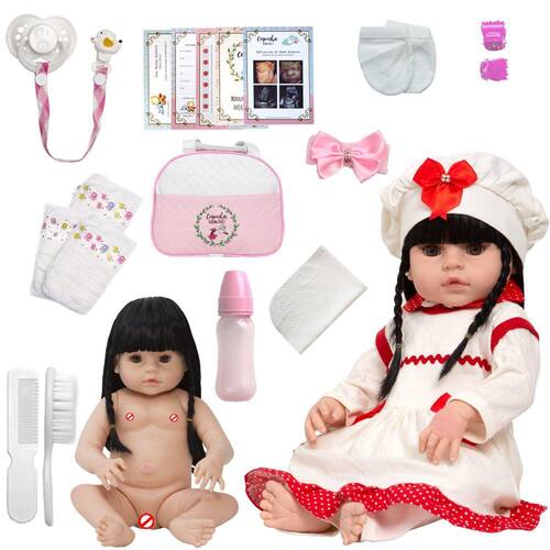 Boneca Bebe Reborn Fofinha Princesa 46cm Com Kit Acessórios