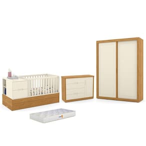Dormitório Completo Infantil Tutto New 2 Portas de Correr, Cômoda, Berço Multifuncional Formare e Colchão D18 - Matic Móveis