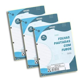 Bloco Fichário Universitário Branco Monobloco S D 96 F Kit 3