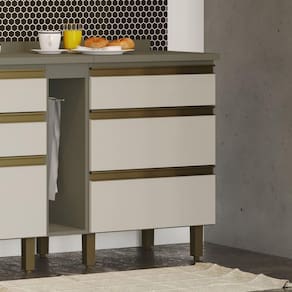 Balcão 60cm 3 Gavetas com Tampo Alice Duna/Cristal