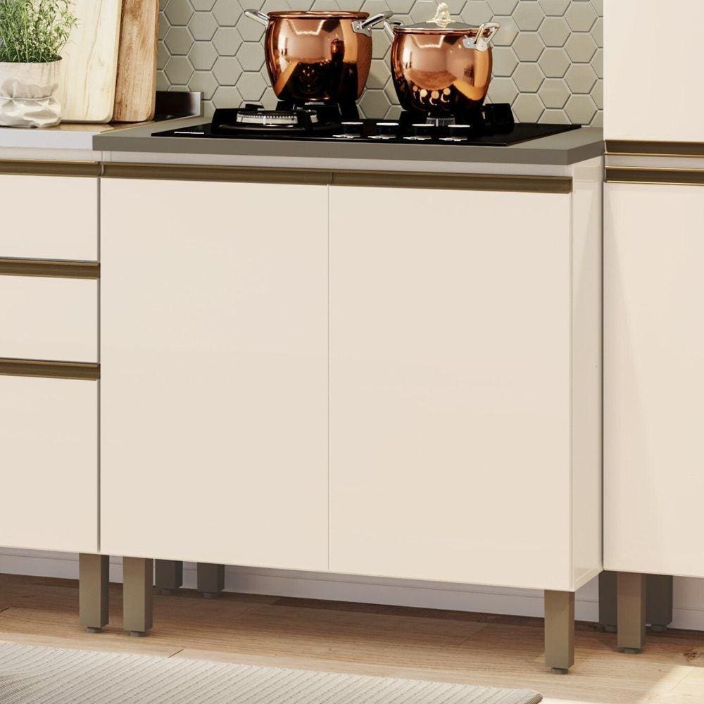 Balcão 80cm 2 Portas com Tampo para Cooktop Alice Duna/Off White