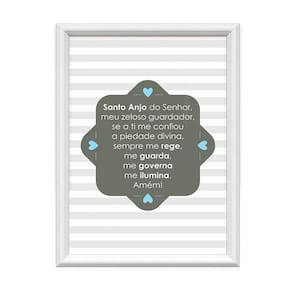 Quadro Decorativo Santo Anjo Do Senhor Listrado Azul 34x44cm