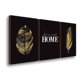 Kit 3 Quadros Decorativos Folhagem Home Ouro 40x60cm