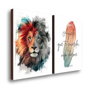 Kit 2 Quadros Decorativos Leão Pincelado Com Frase 50x70cm