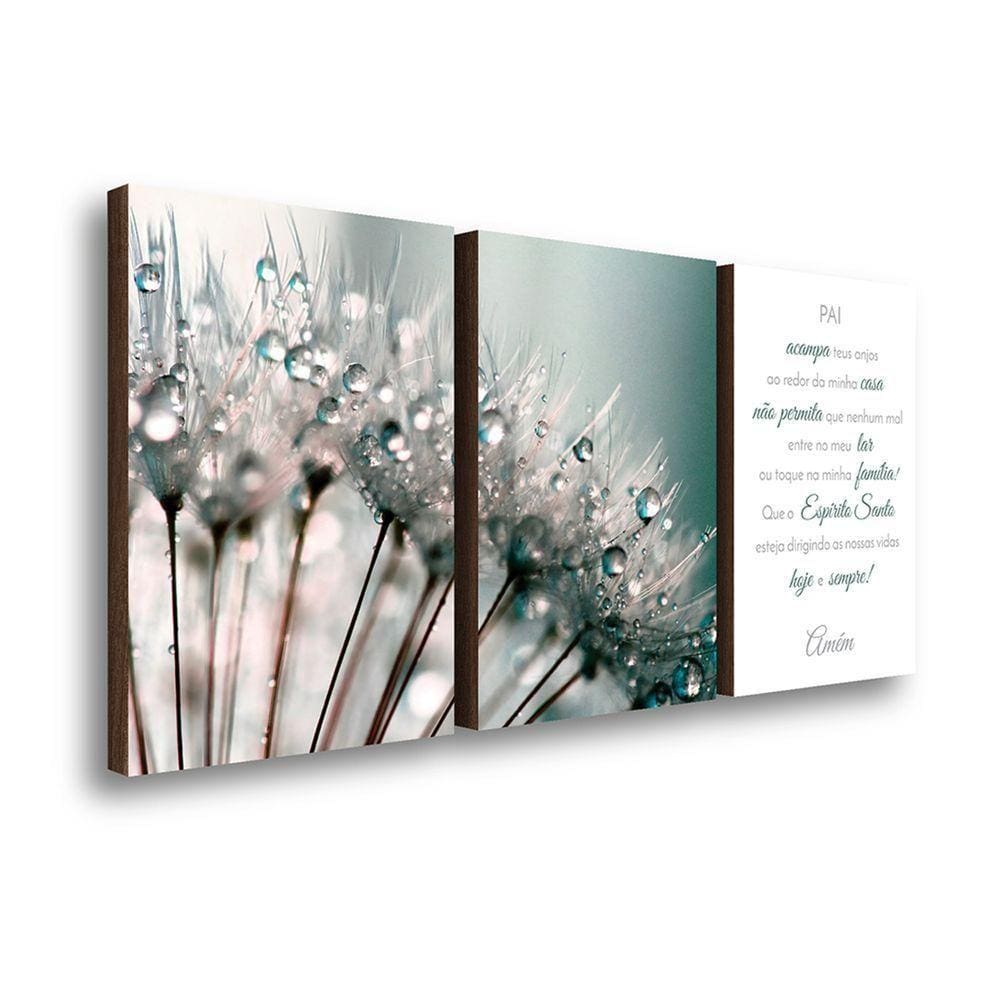 Kit 3 Quadros Decorativos Dente De Leão Com Frase 40x60cm