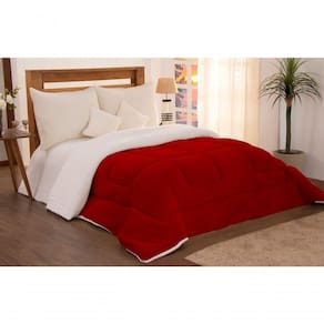 Edredom Coberdrom Solteiro Sherpa Pele De Carneiro C/ Soft Vermelho
