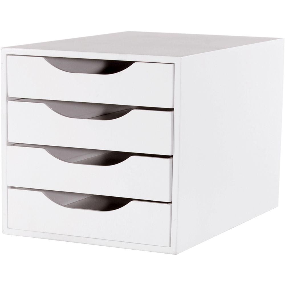 Caixa Arquivo Gaveteiro Organizador Escritório Módulo Easy Box MDF 4 Gavetas Documentos A5 A4 Ofício