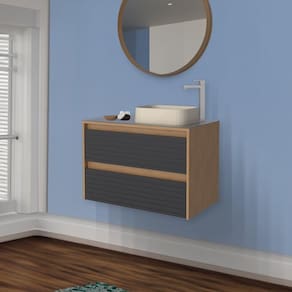 Gabinete para Banheiro em Madeira sem Cuba Osaka Jequitibá/Preto