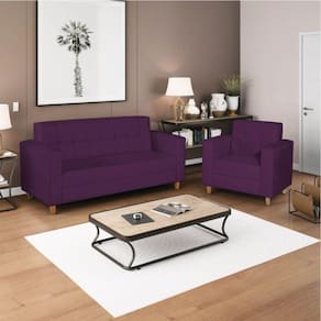 Kit Sofá 180cm e Poltrona em Suede Dallas Roxo