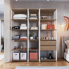 Guarda Roupa Closet 3 Peças com 2 Gavetas e 14 Nichos Easy Branco/Montana