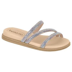 Chinelo Beira Rio Slide Tiras De Brilho Prata 8488.108
