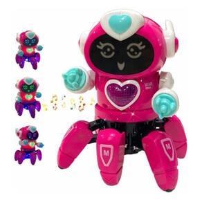 Aranha Robô Dançarino Rosa 6 Pernas Com Sons E Luzes