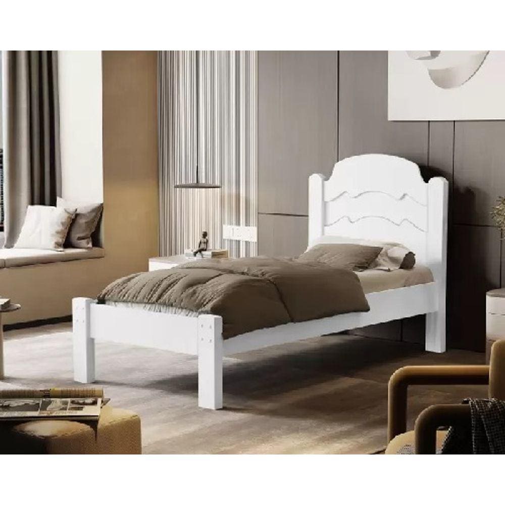Cama Iris 0.9 Solteiro Branco – VJ Móveis