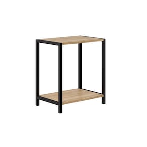 Mesa De Cabeceira Estilo Industrial Mdf E Metalão 44cm Madeirado Nogueira