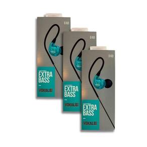 Kit 3 Fones de Ouvido Vokal Para Retorno de Palco E40 Extra Bass - Azul