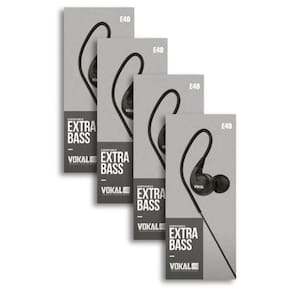 Kit 4 Fones de Ouvido Vokal Para Retorno de Palco E40 Extra Bass - Preto