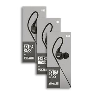 Kit 3 Fones de Ouvido Vokal Para Retorno de Palco E40 Extra Bass - Preto