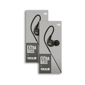 Kit 2 Fones de Ouvido Vokal Para Retorno de Palco E40 Extra Bass - Preto