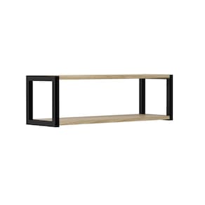 Prataleira Nicho Estilo Industrial Metal E Mdf Duplo 60cm Nogueira