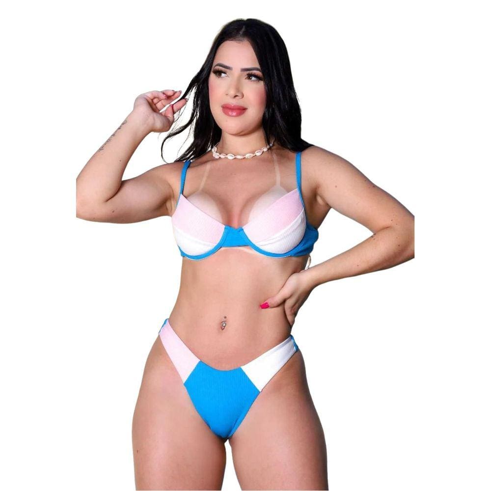Biquìni Meia Taça Aro sem Bojo Calcinha Fio Duplo Asa Delta