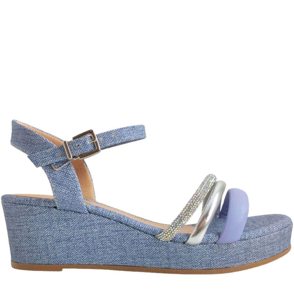 Sandália Feminina Casual Dia a Dia Anabela com Strass Ramarim 238205