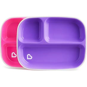 Conjunto de Pratos com divisórias Rosa/Roxo- Munchkin