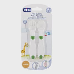 Primeiros talheres 12M + Verde/Branco - Chicco