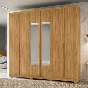 Guarda Roupa Casal 6 Portas com Espelho 3 Gavetas Danúbio