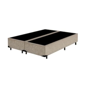 Base Box Casal Bipartido Blindado Suede Bege