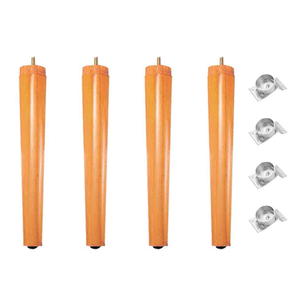 Kit 4 Pés Palito de Madeira 30cm para Poltrona - Bege