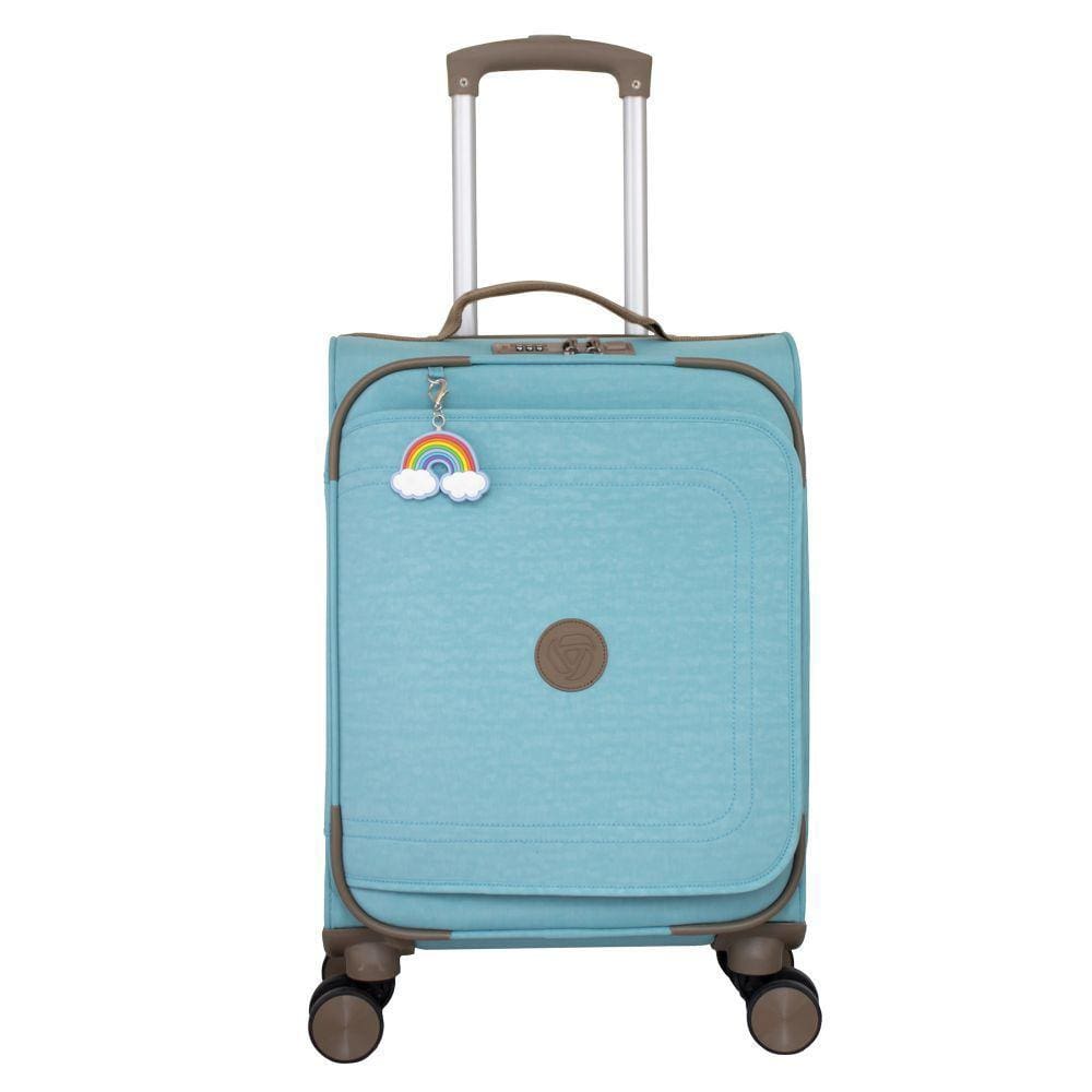 Mala de Bordo em Poliester para Viagem Yins 22030 Cadeado Integrado Rodas Duplas 360 Azul