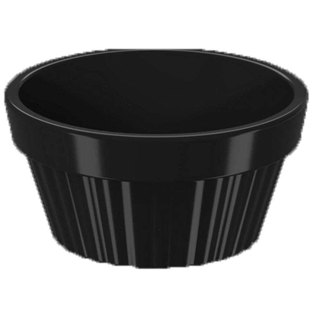 Ramequim Canelado Preto Oval Plástico 60ml Uno Coza Molhos Shoyu Ramekin