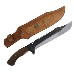Faca 11` Aço Carbono Artesanal Full Tang Brut Forge Bruta Cabo Madeira