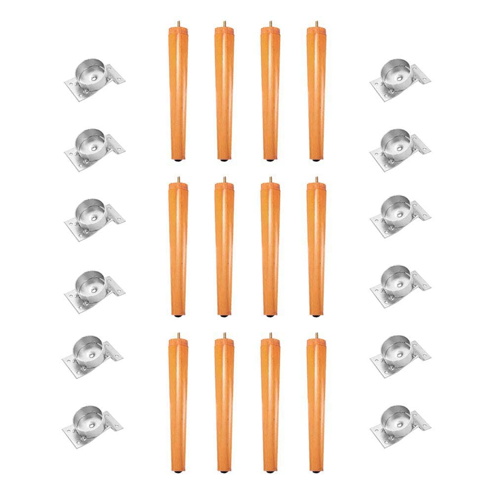 Kit 12 Pés Palito de Madeira 30cm para Poltrona - Bege