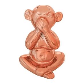 Escultura Decorativa Macaco Cerâmico Rose Gold (Não Falo) 10x10cm