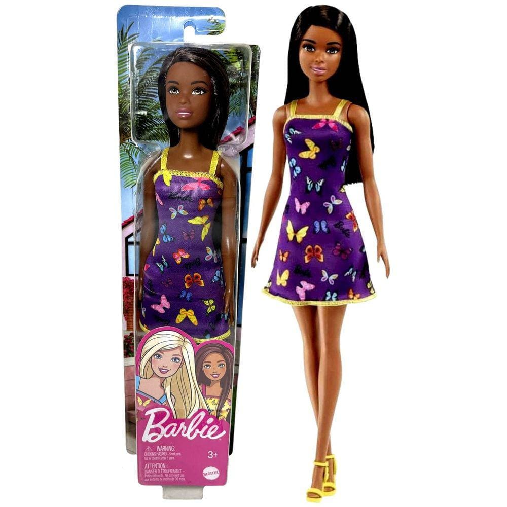 Boneca Barbie Fashion And Beauty Loira Vestido Roxo - Mattel - A