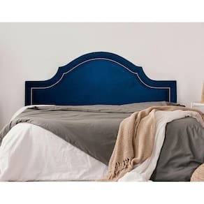 Cabeceira Queen Estofada para Cama Box com Tachas 160x60cm Provençal Luxo Azul/Prata