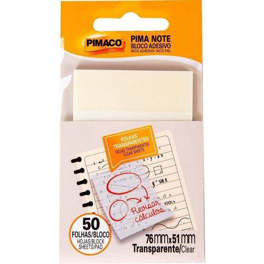 Bloco De Recado Autoadesivo Pimanote Transp 76X51Mm 50Fls