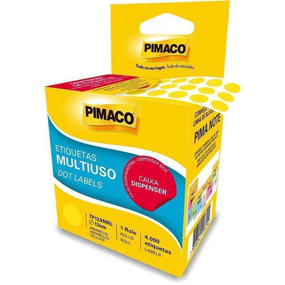 Etiqueta Redonda Tp-12 Amarela Rolo Com 4000 Etiq
