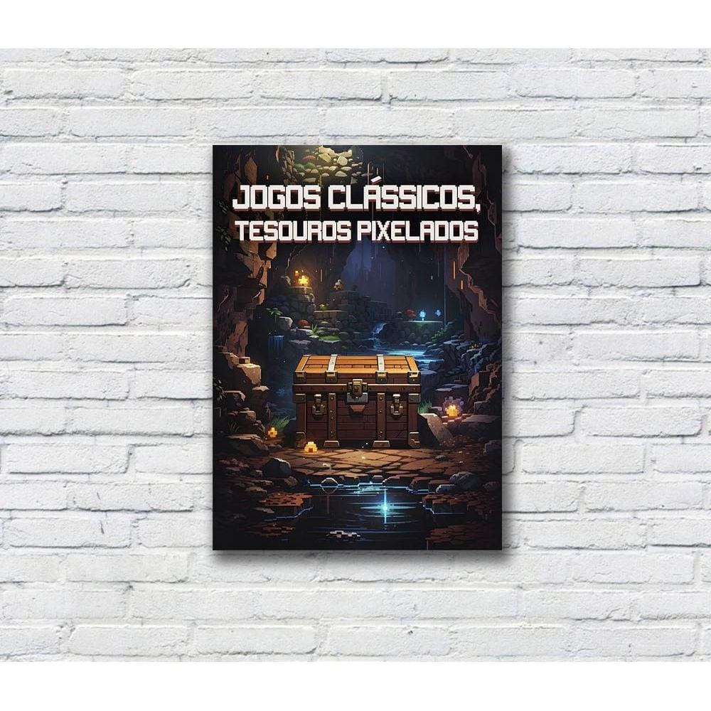 Quadro/Placa Decorativa Gamer MDF 20x28 Tesouro Pixelado