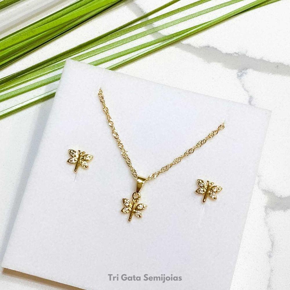 Conjunto Libélula com Zircônia
