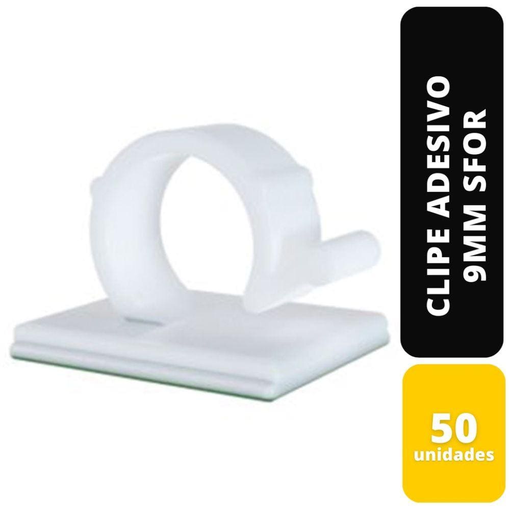 Kit C/50 Clipe Adesivo 9Mm Branco Sfor
