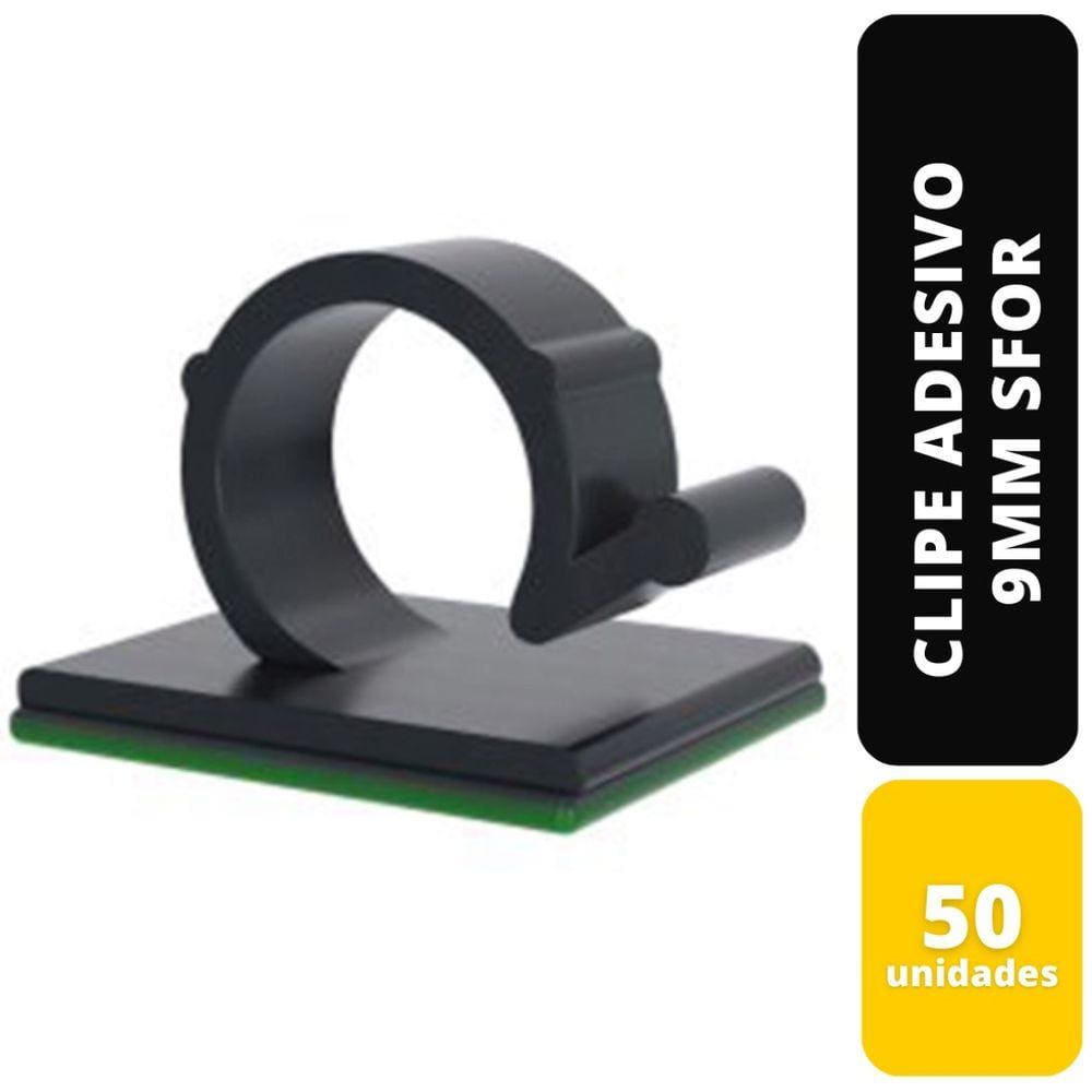 Kit C/50 Clipe Adesivo 9Mm Preto Sfor