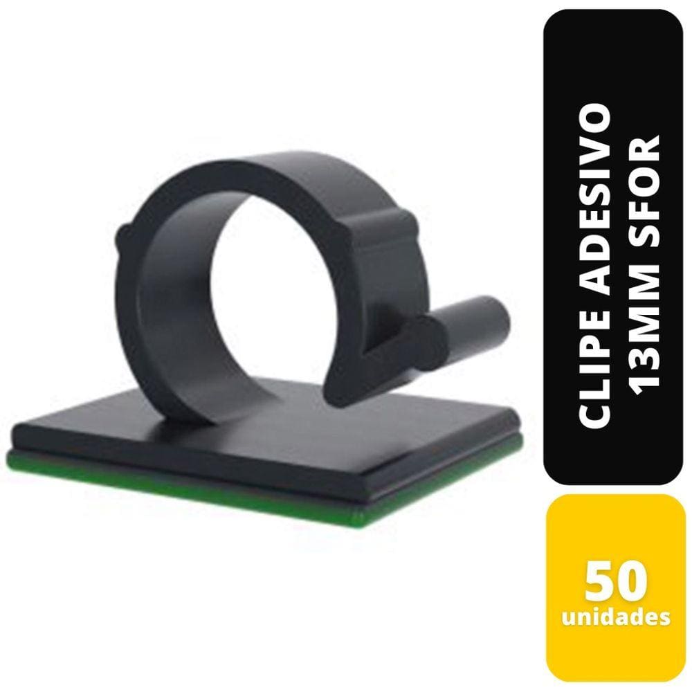 Kit C/50 Clipe Adesivo 13Mm Preto Sfor