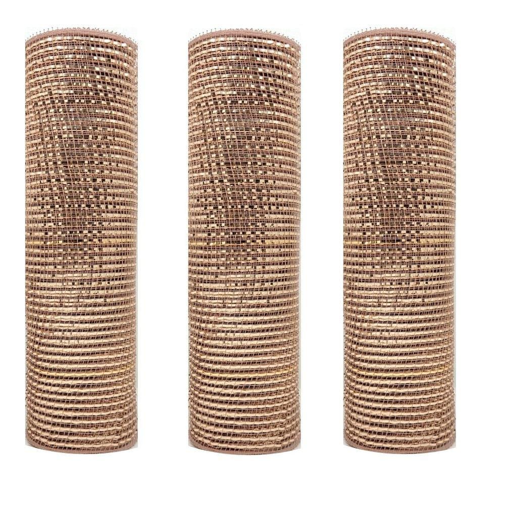 Kit Tela Decoração Natal Fita 25cm x 5 metros Rosê Gold 3 Peças - Magizi