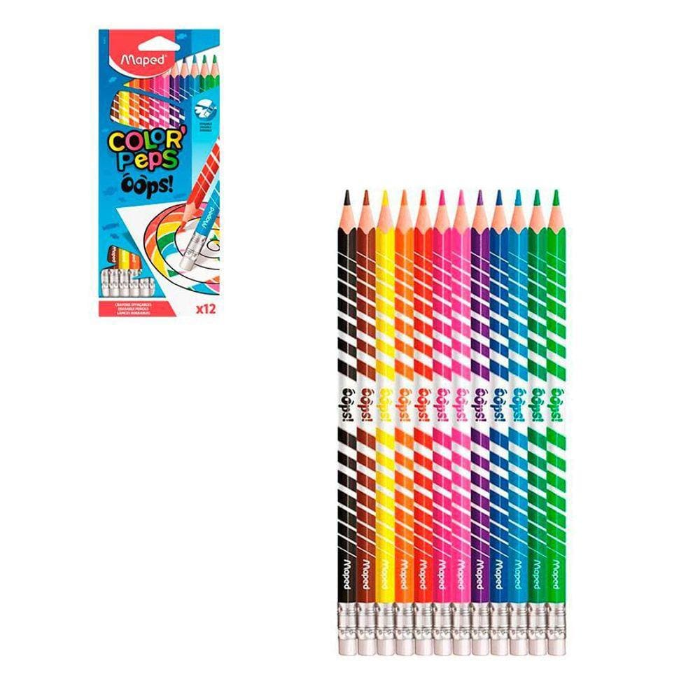 Lápis De Cor Color`Peps Apagável Caixa Com 12 Cores