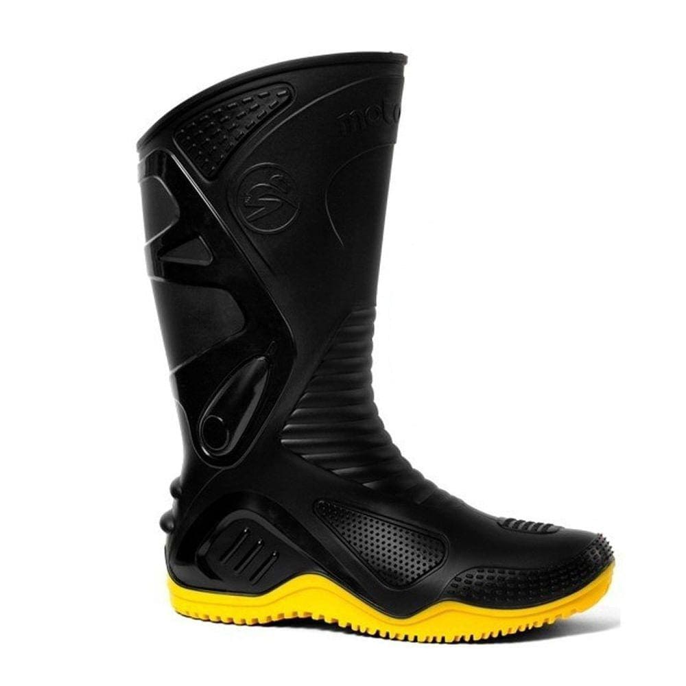 Bota Pvc Preto Com Solado Amarelo 29cm N°42 Motosaf