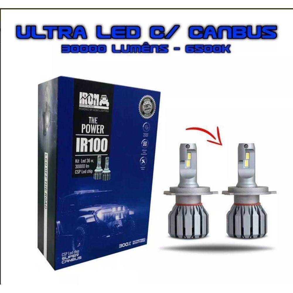 Ultra Led Com Canbus 30000 Lumêns - 6500K - H1 H3 H4 H7H11