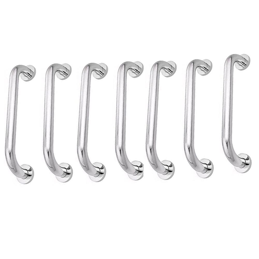 Alça de Apoio Barra 30cm Inox Kit 7 Unidades Idoso Cadeirante Banheiro Box Segurança Corrimao Suporte Acessibilidade